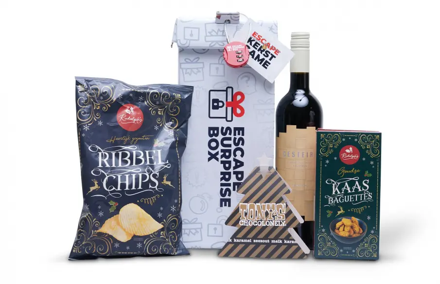 Escape Kerstpakket - Borrelbox met wijn